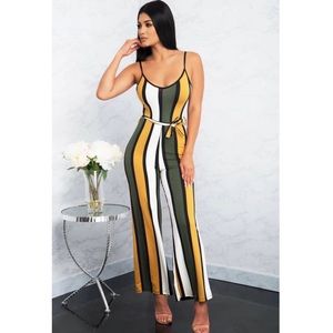 Striped Stretchy One Piece Jumpsuit